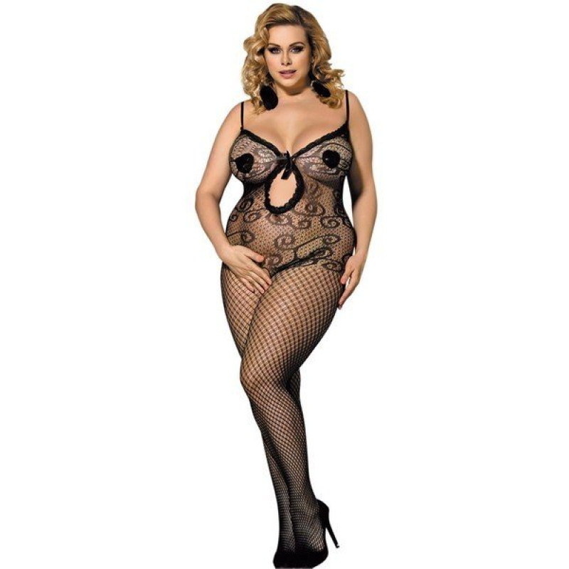 Large Size Combination In Black Openwork Mesh