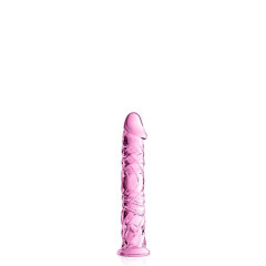 Vidro Dildo 4 Brinquedos Brilhantes Rosa