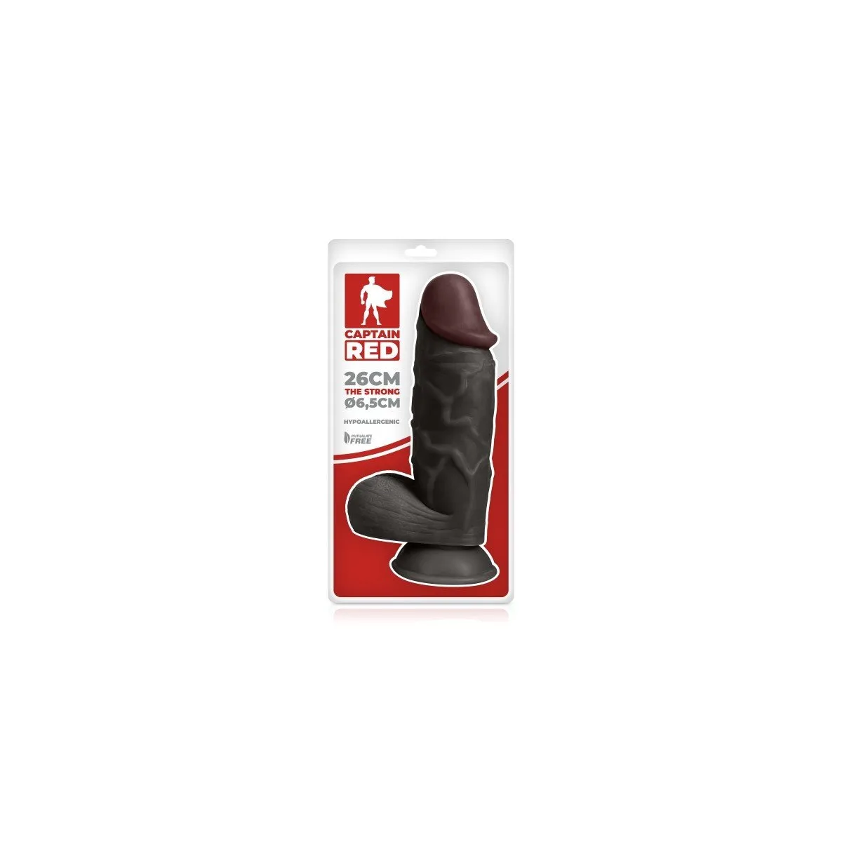 Realistic Dildo Black 26Cm The Strong Captain Red