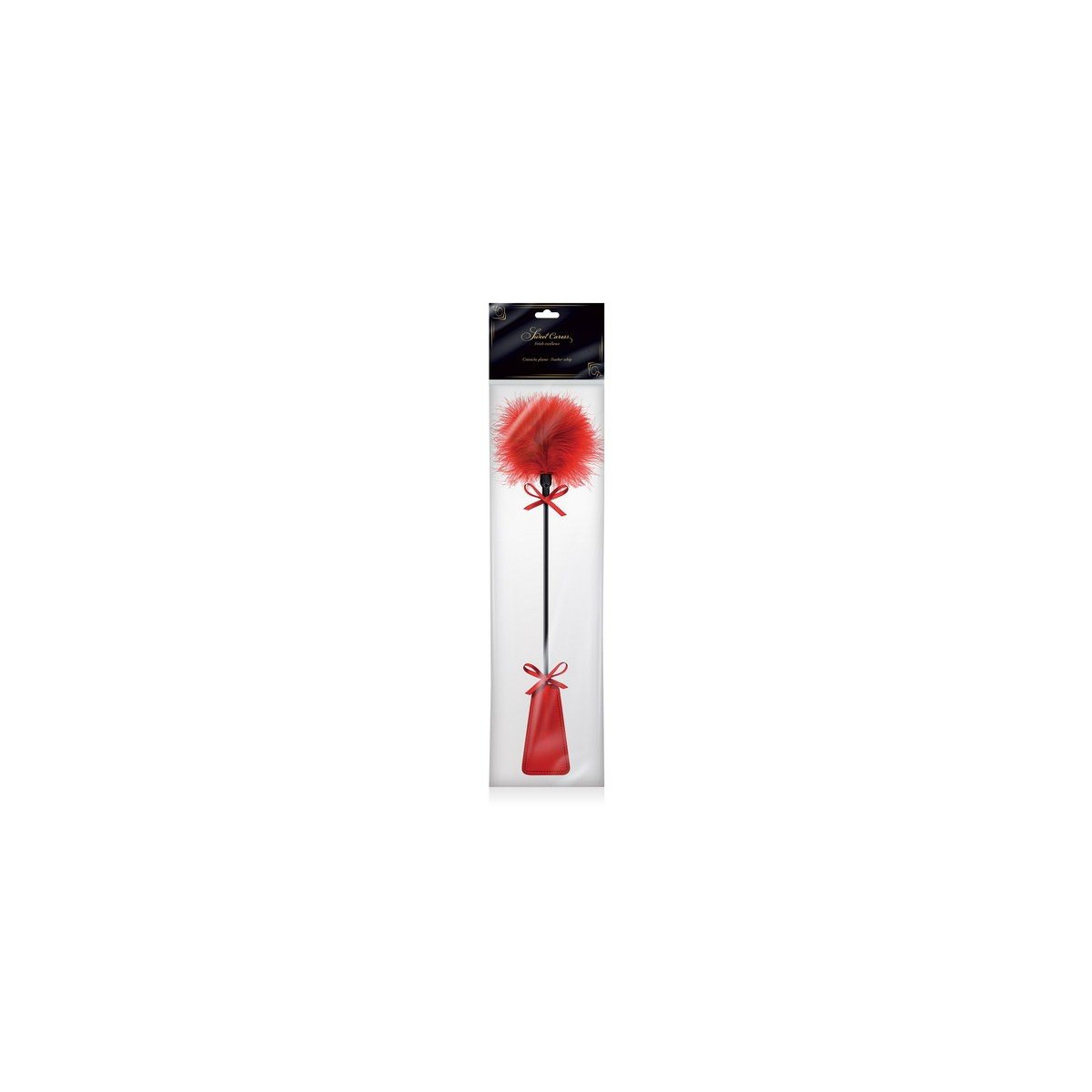 Cravache paddle pompon red