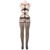 Combination bare chest and mesh stockings