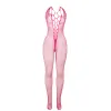 Bodystocking résille fuchsia poitrine ajourée