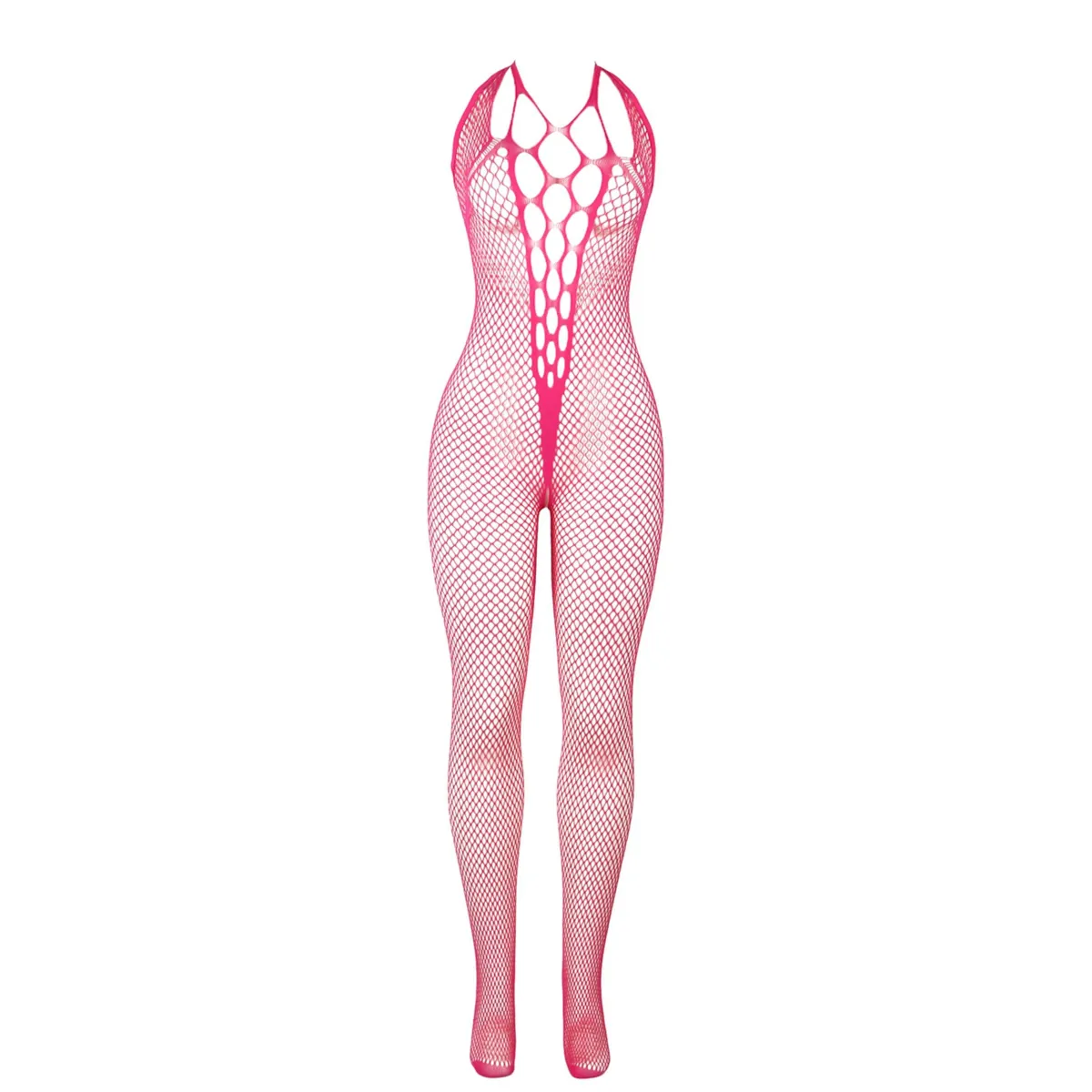 Bodystocking résille fuchsia poitrine ajourée