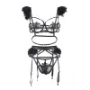 Black lingerie set with down feathers