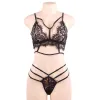 Black lace set with eyelashes and ornaments
