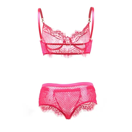 Fuchsia balcony bra with tanga string