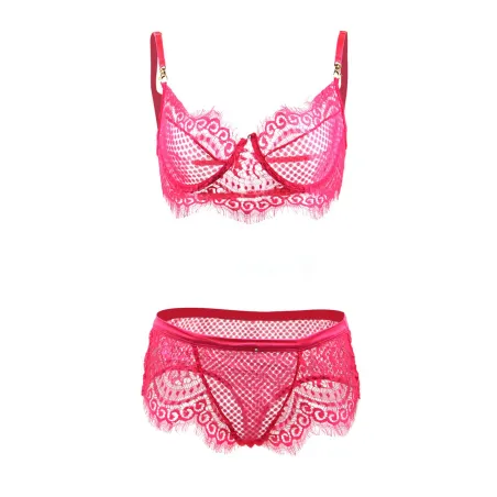 Fuchsia balcony bra with tanga string