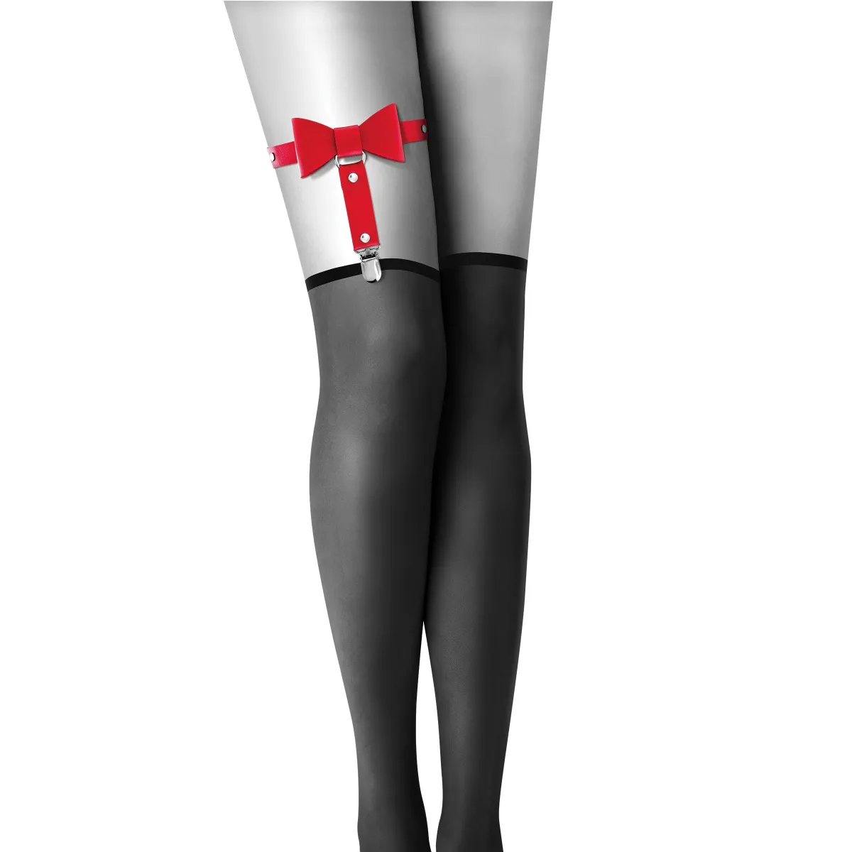 Jarretière rouge noeud papillon érotique