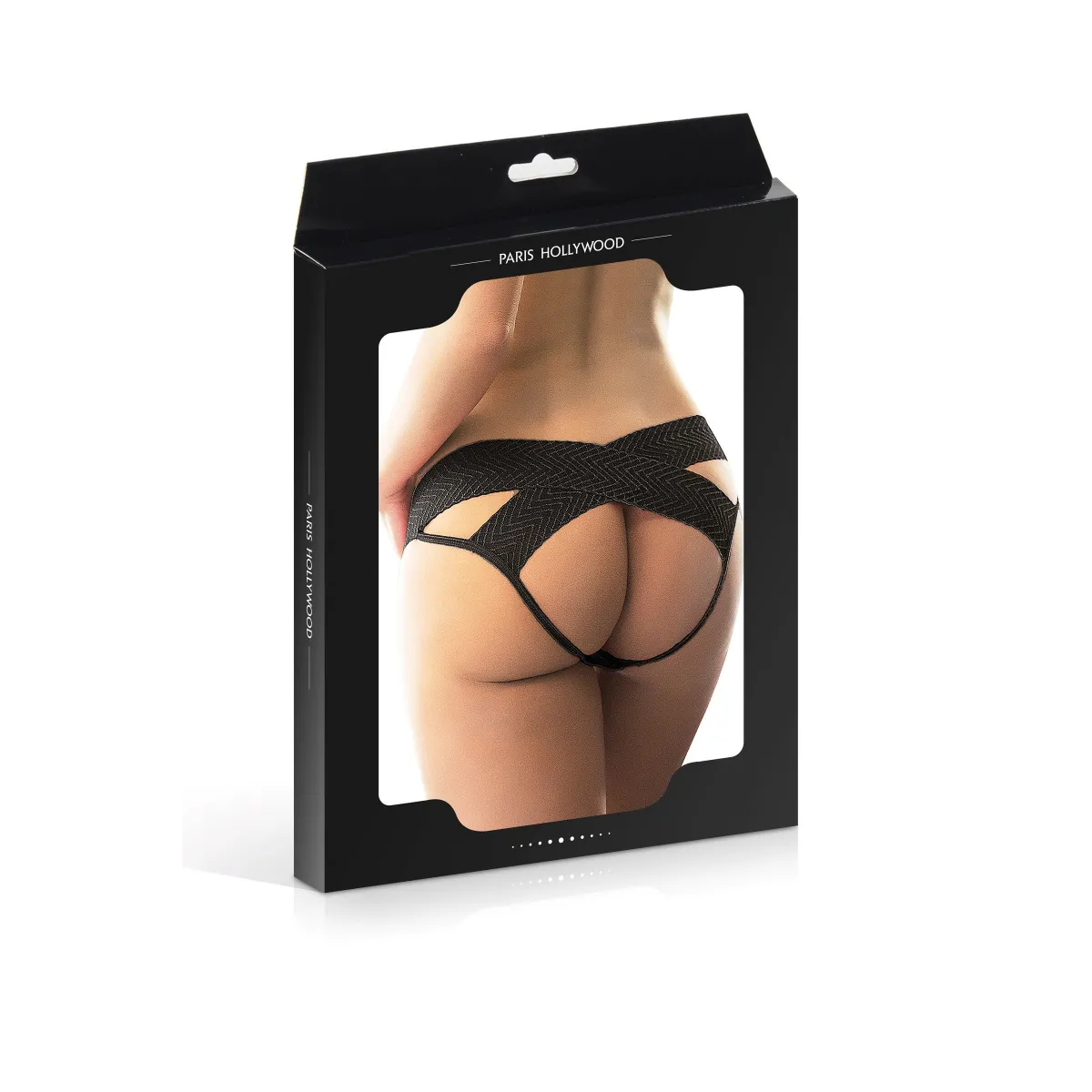 Black open panties crossed lace