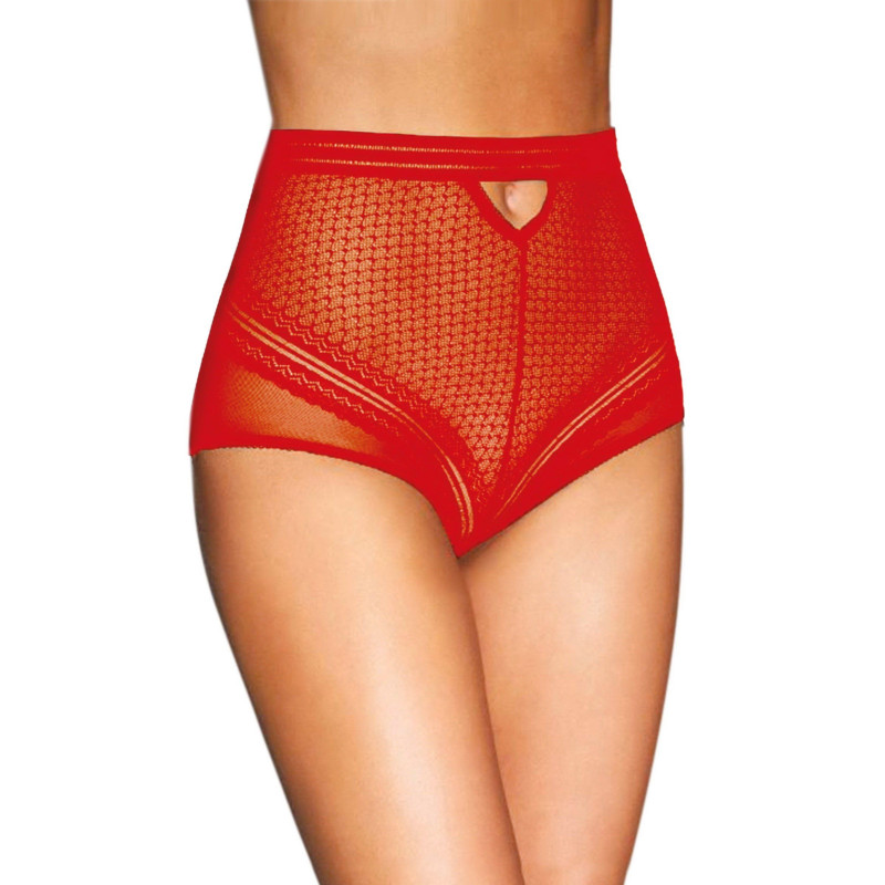 Sexy vermelho alta calcinha malha fina