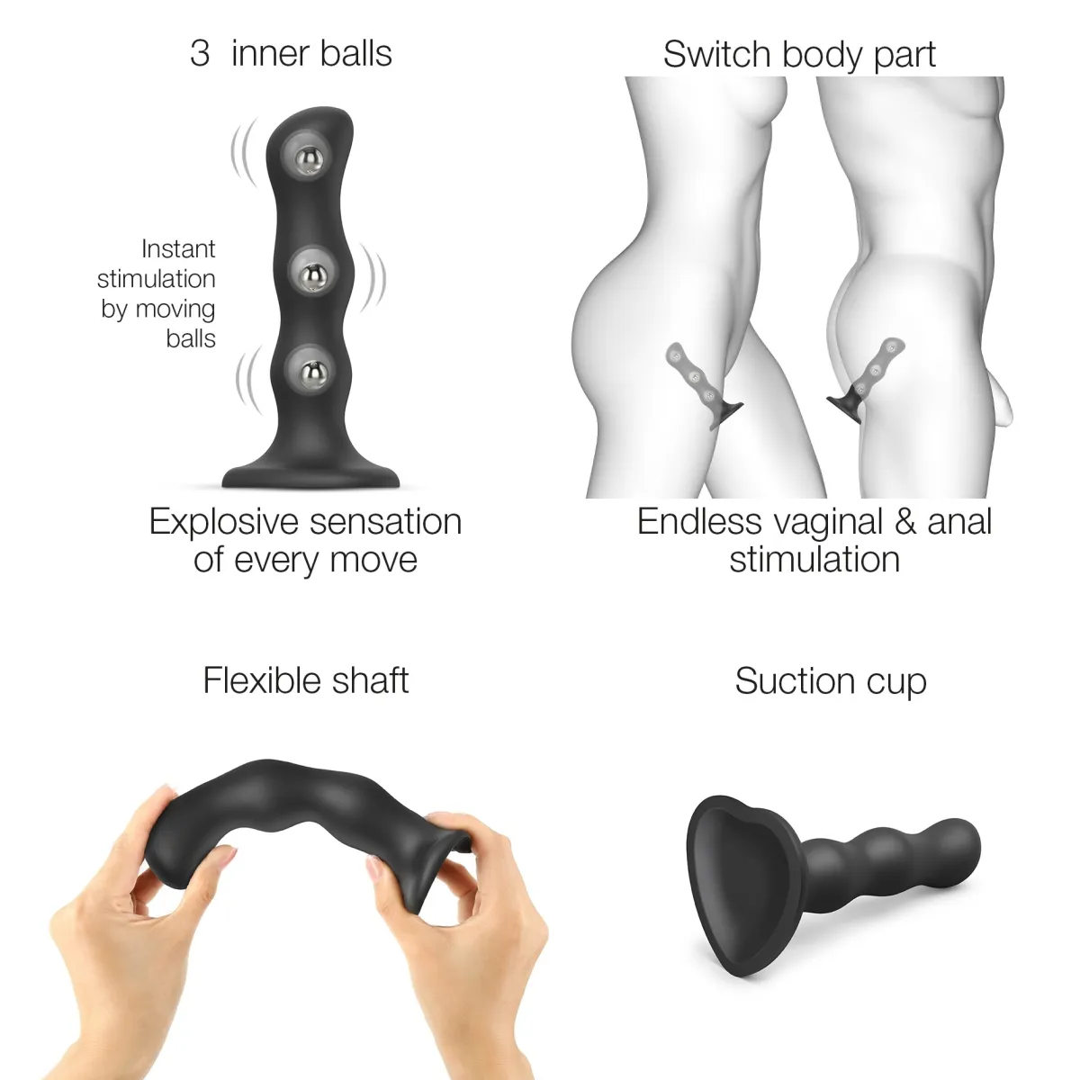 DILDO GEISHA BALLS NOIR - M -