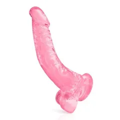 Geleia curva de dildo rosa translúcida 22 Cm