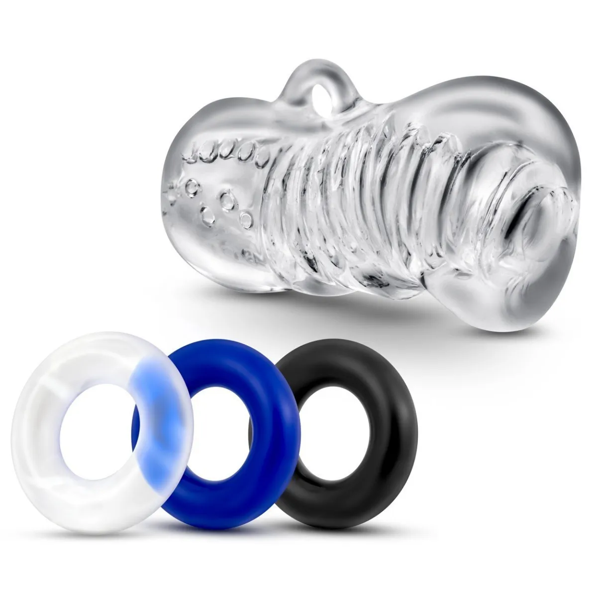 Masturbador Jerk Off Transparente + 3 anéis