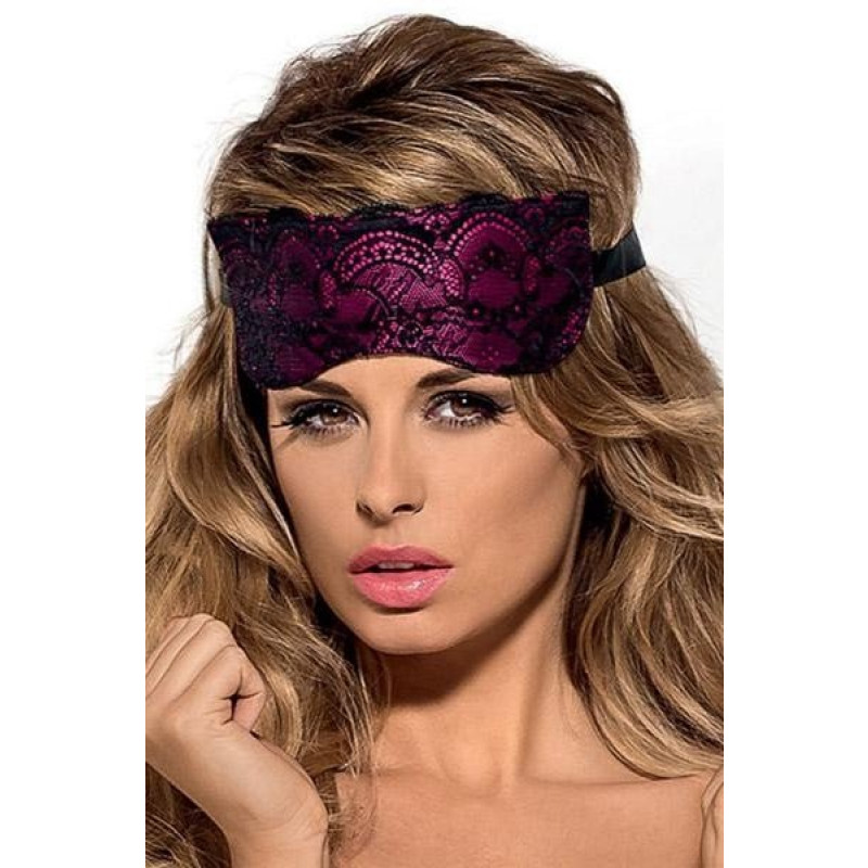 Pink mask in black lace