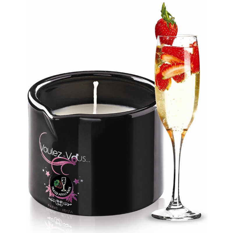 Gourmet Massage Candle Strawberry Sparkling Wine - 180 Gr