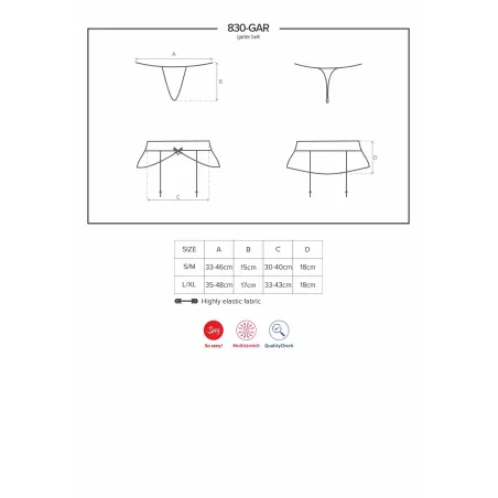 830-Gar-1 Gar-1 Garter Belt - Preto