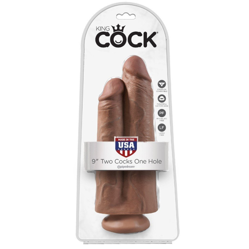 Double Gode Ventouse Hâlé 2 Cock 1 Hole - 25 Cm