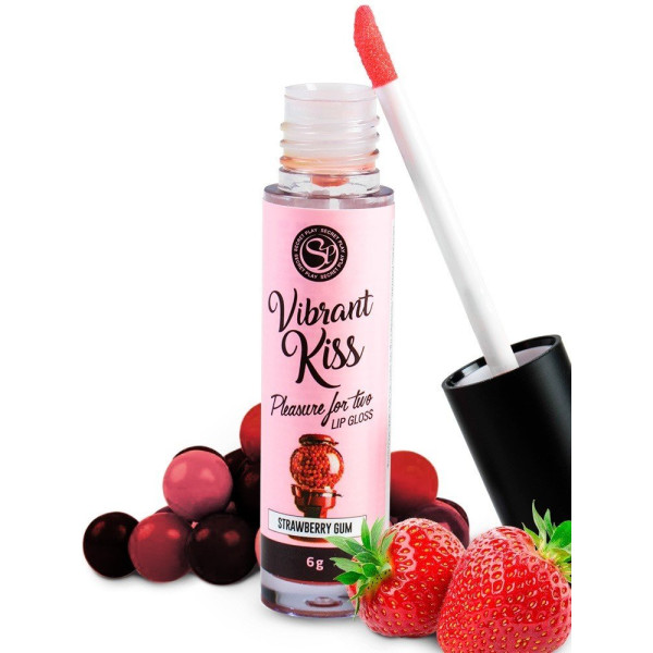 Gloss Vibrante Beijo" Sabor Chiclete Morango - 6 Gr"